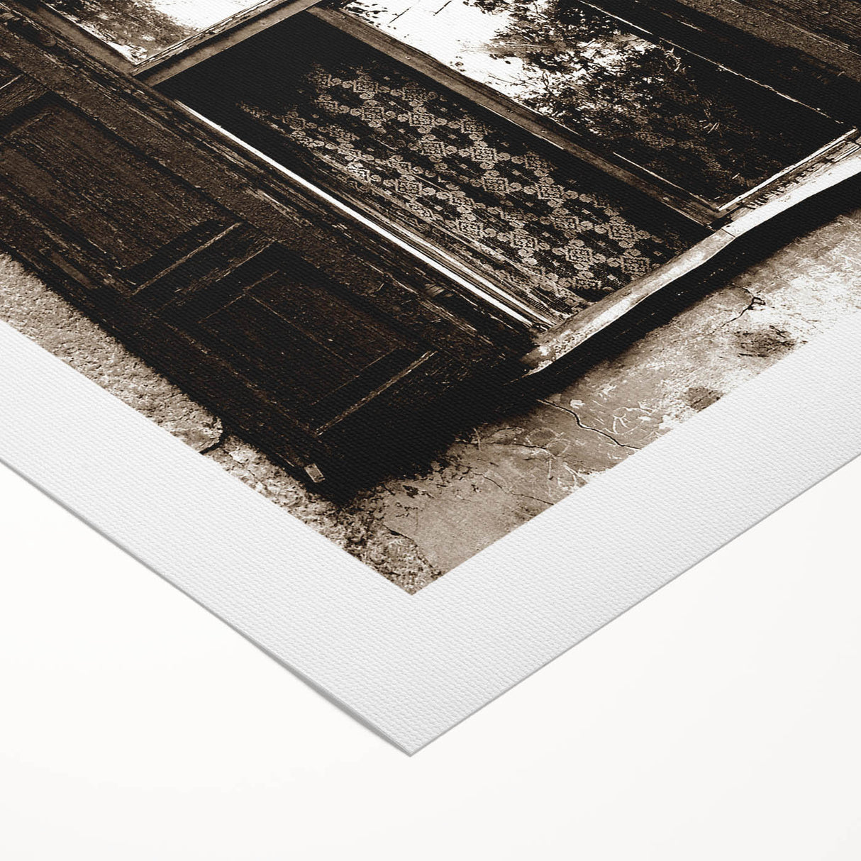 Art deco poster featuring a monochrome cityscape on rolled canvas, suitable for dining room wall art.