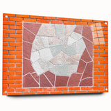 Large abstract wall art in vibrant blue and green hues on acrylic glass, ideal for dining room decor.