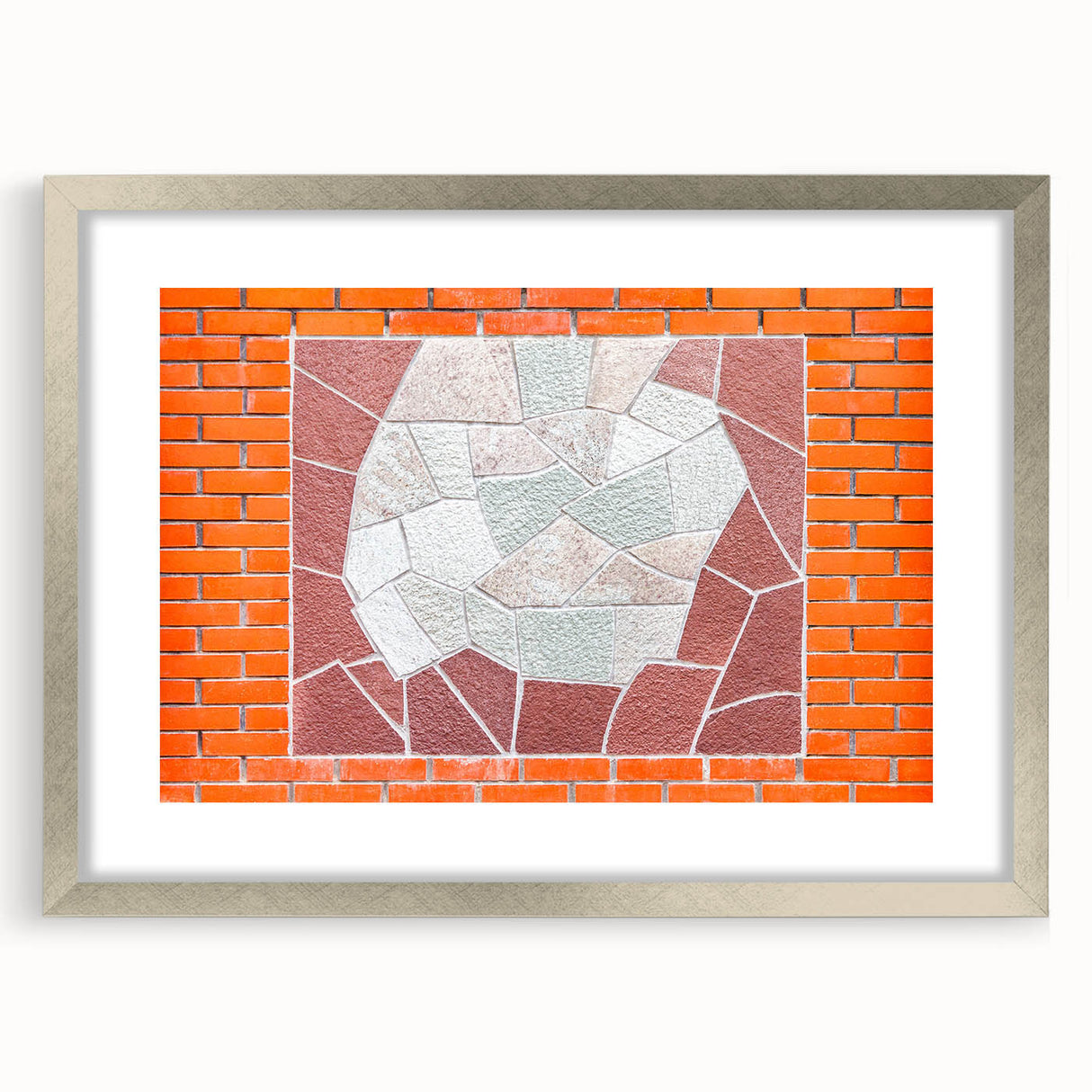 Textured abstract art print in neutral beige and white tones on a framed canvas, suitable for bedroom decor.