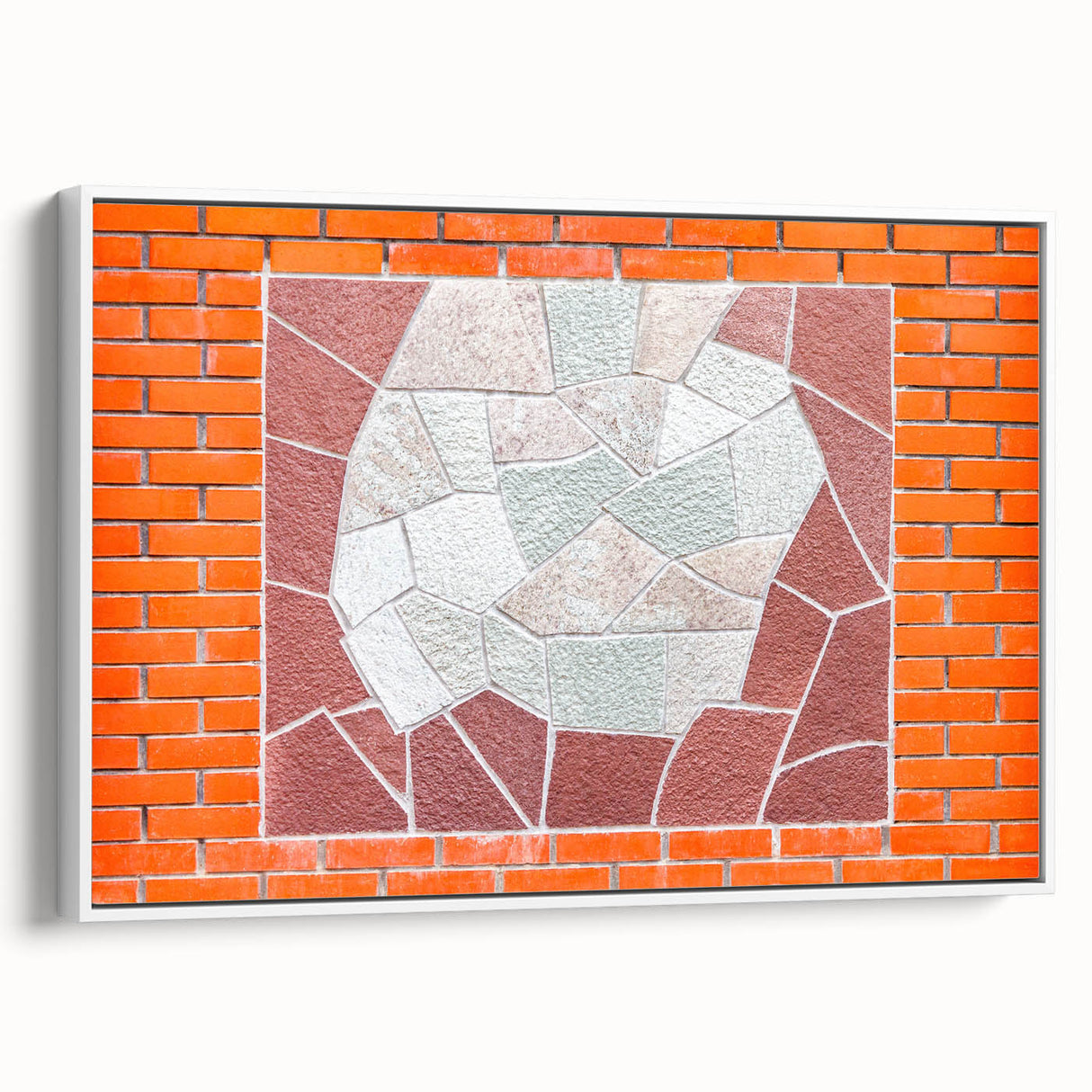 Framed vintage poster art on canvas, featuring a colorful abstract design on a black background, ideal for living room decor.