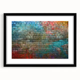 Extra large abstract art print with vibrant, textured colors on a black framed canvas, ideal for living room decor.