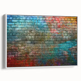 Framed canvas of a vintage poster featuring colorful art on a black background.