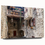 Large abstract wall art in blue and white tones on acrylic glass, ideal for bedroom or dining room decor.