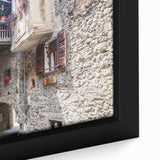 Extra large black wall art on canvas featuring textured, colorful abstract patterns, ideal for living room decor.