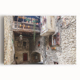 Large black and white abstract print on stretched canvas, ideal for kitchen wall art.