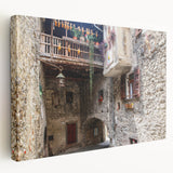 Large abstract painting in blue and white tones on stretched canvas, ideal for kitchen wall art.