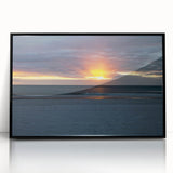 Framed acrylic print of large abstract wall art featuring swirling blue and gray tones, ideal for modern art wall decor.