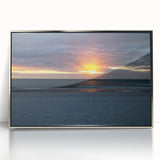 Mid-century modernist art print in acrylic frame, featuring geometric shapes in muted tones, ideal for nursery wall art.