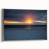 Framed canvas of a landscape art painting featuring a vibrant palette with silver frame.