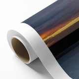 Art Deco poster featuring geometric patterns in gold and black on rolled canvas.