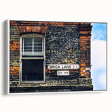 Framed canvas of a vintage poster art depicting colorful abstract shapes, ideal for living room decor.