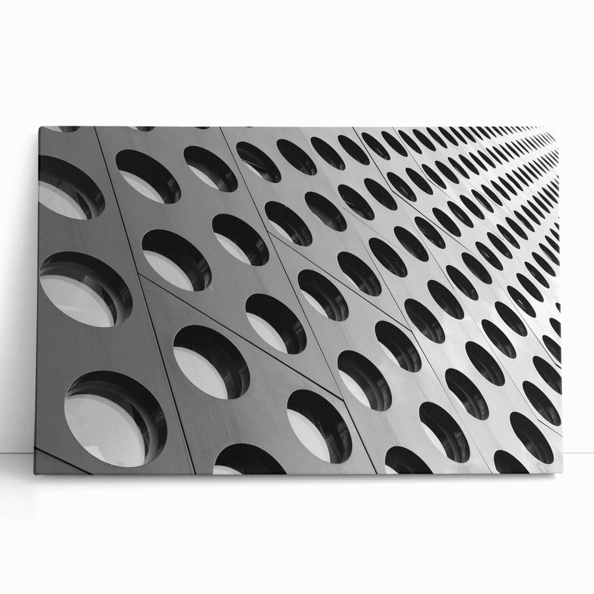 Large black and white abstract print on stretched canvas, ideal for kitchen wall art or bedroom ambiance.