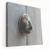 Large abstract painting on stretched canvas displaying swirling blue and white patterns, ideal for kitchen wall art.