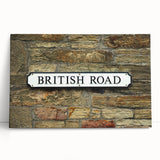 A large black and white photographic print on stretched canvas featuring a bustling cityscape.