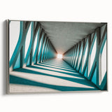 Framed vintage poster art on canvas, featuring vibrant, colorful abstract design, ideal for living room decor.