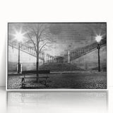 Framed acrylic print of an art deco poster featuring geometric shapes in muted pastel shades, ideal for nursery wall art.