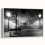 Framed vintage poster art featuring vibrant, colorful abstract design on a large canvas, ideal for living room decor.