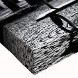 Large art depicting a serene landscape painting in black and white on a stretched canvas, suitable for bedroom wall decor.