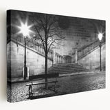 Large abstract painting on stretched canvas with swirling blue and white patterns, suitable for kitchen wall art.