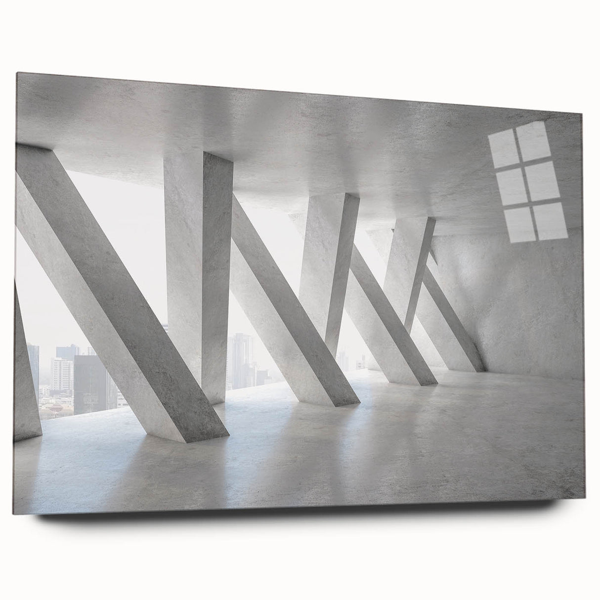 Large abstract wall art on acrylic, featuring swirling blue and grey tones, ideal for bedroom or dining room decor.