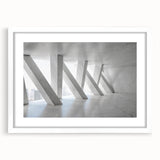 Extra large abstract art print featuring textured swirls in muted gray and blue tones on a white framed canvas.