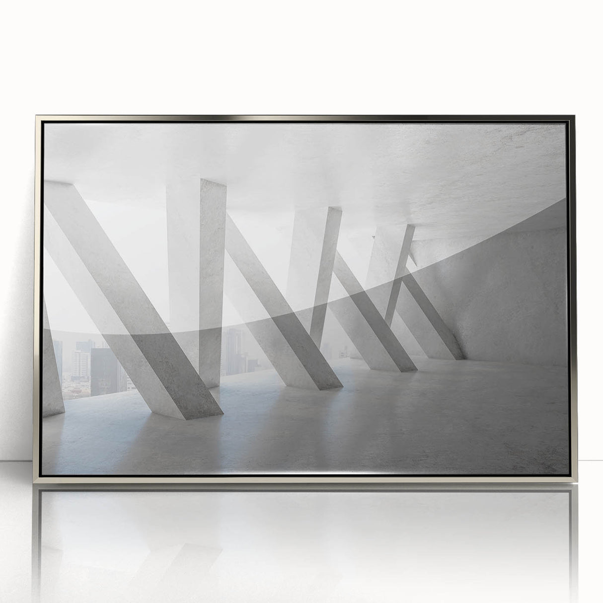 Art deco poster featuring geometric patterns in silver and black on acrylic, ideal for modern nursery wall art.