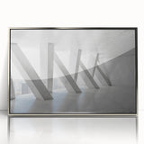 Art deco poster featuring geometric patterns in silver and black on acrylic, ideal for modern nursery wall art.