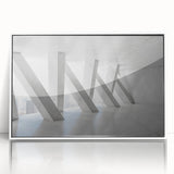 Large framed acrylic print of a mid-century modernist abstract design in muted earth tones, ideal for nursery wall decor.