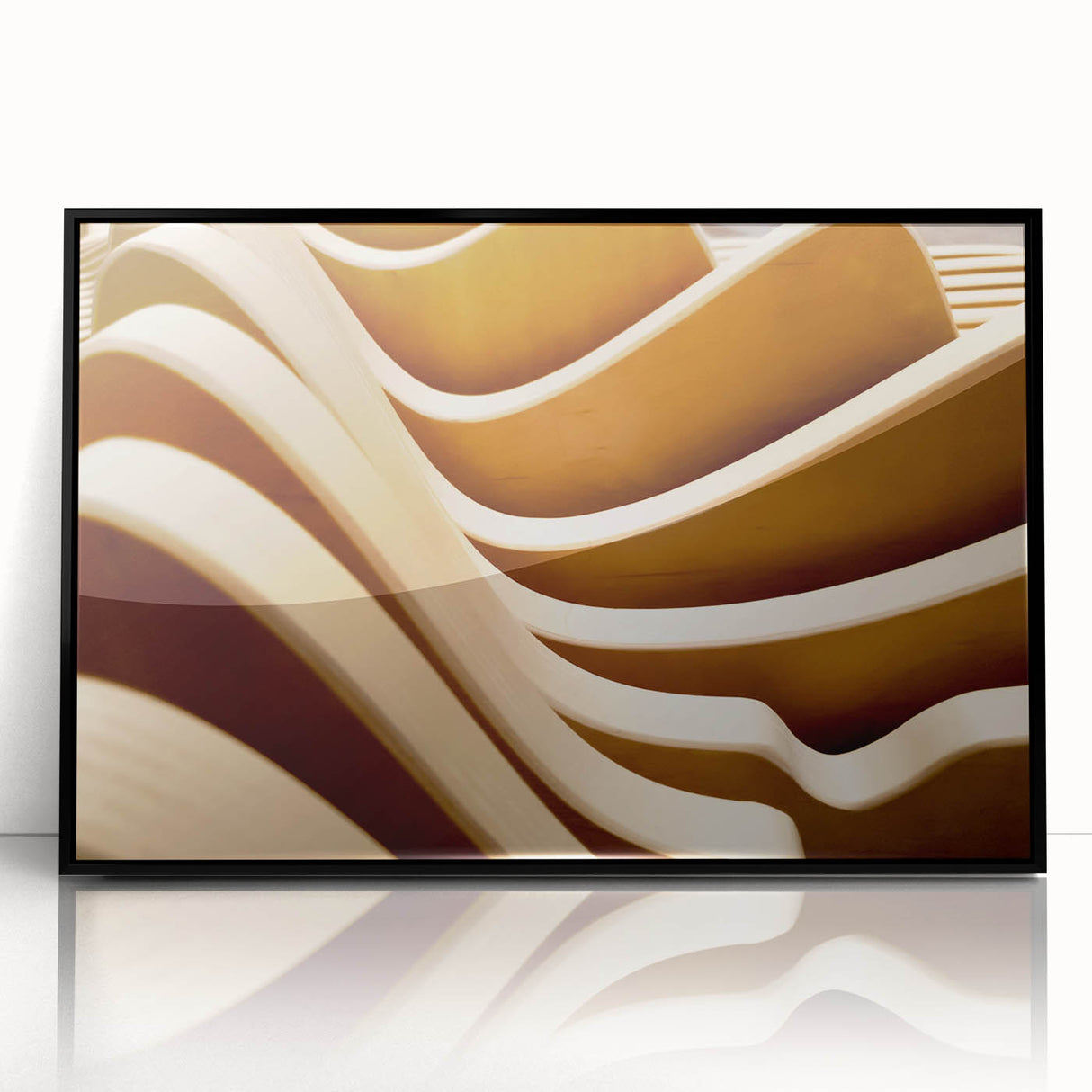 Large abstract wall art on acrylic, featuring bold geometric shapes in monochrome.