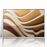 Large acrylic print of a mid-century modernist abstract design in muted earth tones, ideal for nursery wall decor.