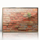 Framed acrylic print of a mid-century modernist abstract design in gold and beige tones, suitable for modern art wall decor.