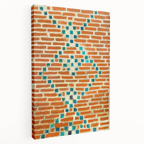 Large abstract acrylic print on canvas with vibrant blue and orange swirls, suitable for kitchen wall art.