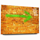 Large abstract wall art in vibrant blue and green hues on acrylic glass, suitable for bedroom or dining room decor.