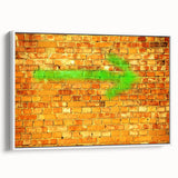 Vintage poster art on framed canvas, featuring colorful abstract design, ideal for living room decor.