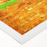 Art deco poster of a geometric pattern in gold and black on a rolled canvas, suitable for dining room decor.