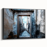 Black and white framed canvas depicting a serene landscape, ideal for bedroom wall decor.