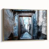 Framed canvas featuring a black and white vintage landscape painting, ideal for bedroom wall art.