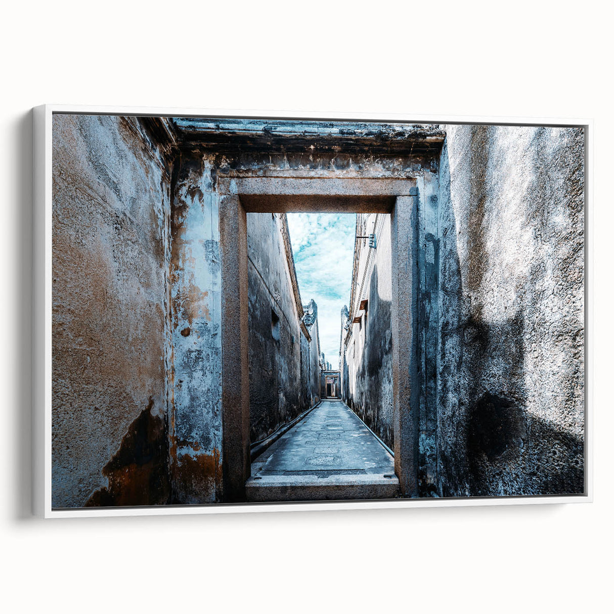 Extra large vintage poster art on framed canvas, featuring colorful abstract design, ideal for living room decor.