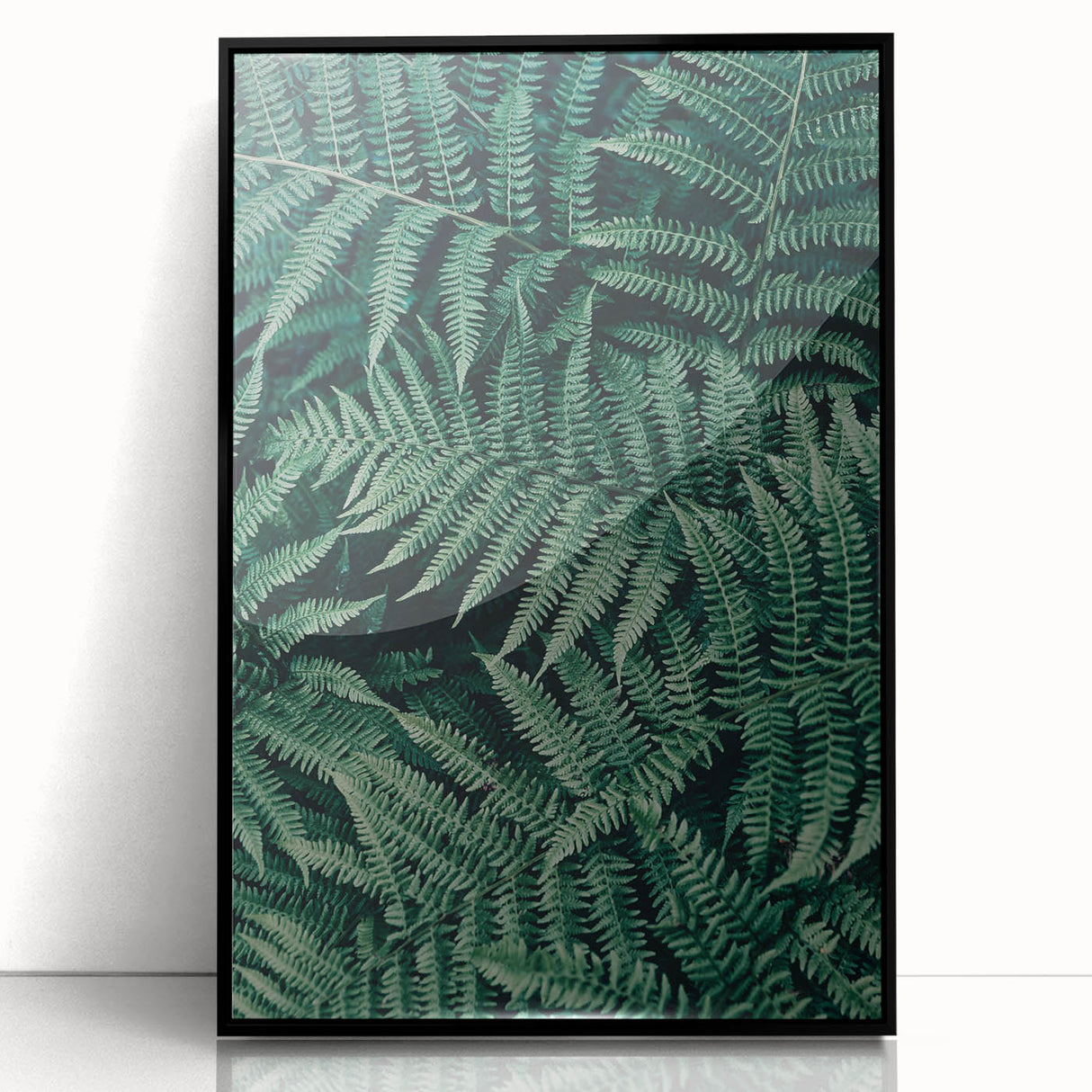 Framed acrylic print of a scenic landscape in vibrant colors, showcasing lush greenery and a serene blue sky, perfect for home or office decor.