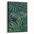 Framed canvas artwork showcasing a serene landscape with vibrant colors, displayed from a black side view. Ideal for modern home decor and art enthusiasts.