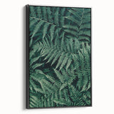 Framed canvas artwork showcasing a serene landscape with vibrant colors, displayed from a black side view. Ideal for modern home decor and art enthusiasts.