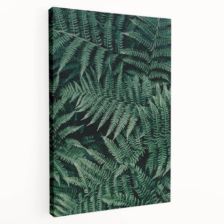 Stretched canvas artwork showcasing a vibrant abstract design with bold colors, displayed in a side view to highlight its depth and texture, perfect for modern decor.