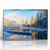 Mid-century modernist art print featuring geometric shapes in muted tones on a framed acrylic, suitable for nursery wall art.