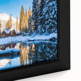 Black and white framed canvas featuring a vintage landscape painting, ideal for bedroom wall decor.