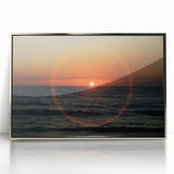 Mid-century modernist art featuring geometric shapes in muted tones on a framed acrylic print, suitable for nursery wall art.