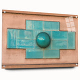 Large abstract wall art on acrylic glass, featuring swirls of blue and white, ideal for modern bedroom or dining room decor.