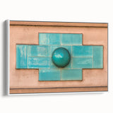 Framed vintage poster art on canvas depicting colorful abstract shapes, ideal for extra large living room wall decor.