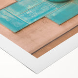 Art Deco poster featuring geometric patterns in gold and black on rolled canvas, suitable for dining room wall art.