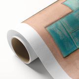 Art deco poster featuring a geometric pattern in muted gold and navy tones on rolled canvas, ideal for nursery wall art.