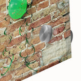 Large abstract wall art in vibrant blue and orange hues on acrylic glass, ideal for dining room ambiance.